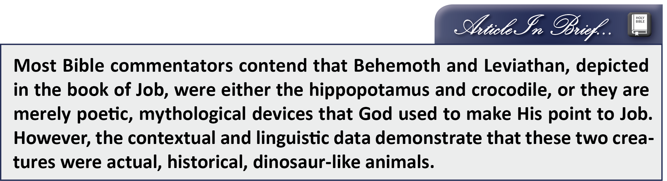 Behemoth and Leviathan: Figurative or Literal? (Part 1)